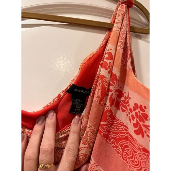 VINTAGE Express One Shoulder Pink Scarf Dress - Picture 6 of 7